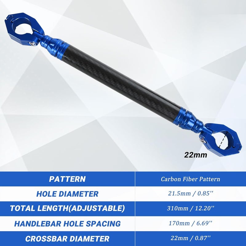AICARS Motorcycle Handlebars Aluminum Alloy Motorcycle Cross Bar 22mm Adjustable Strength Levers Balance Handlebar Crossbar- Blue - Image 3